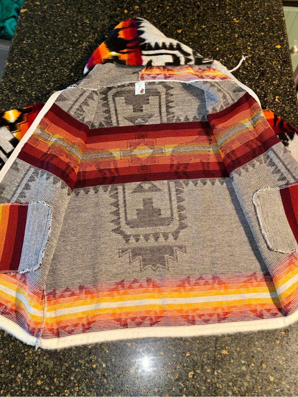 Handmade Ecuadorian Wool Zip-Up Hoodie Sweater Jacket Brand New | Size M - Picture 6 of 7